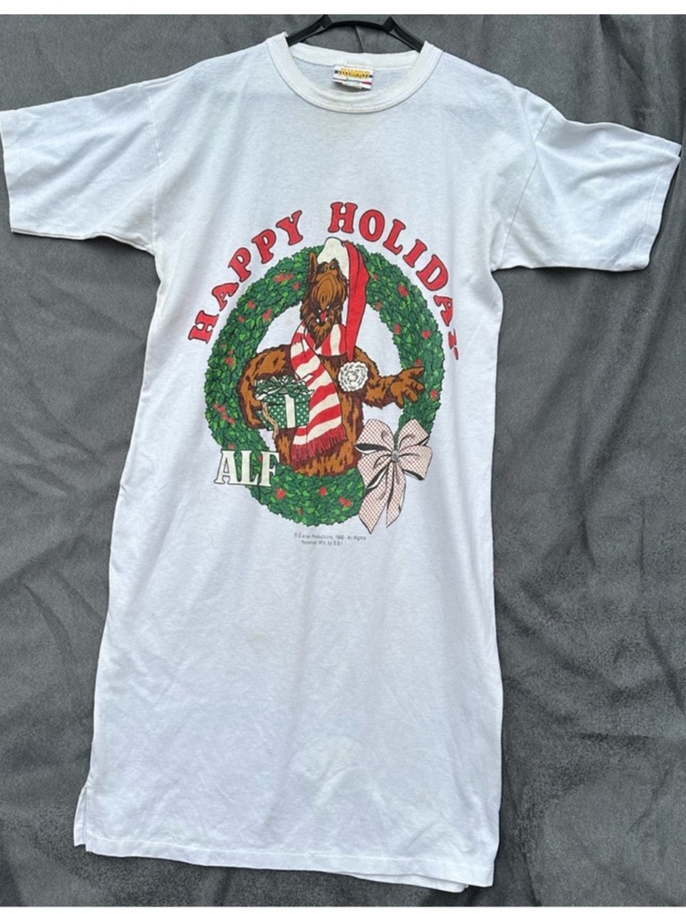 Vintage Alf Christmas tshirt dress nightgown 1988 80s